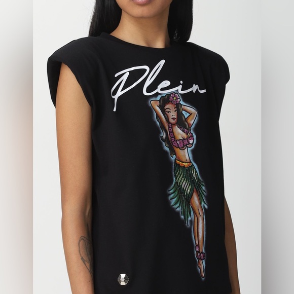 NWT Philipp Plein Aloha Hawaiian Logo Print Embellished Tank Top Size Small - Picture 2 of 9